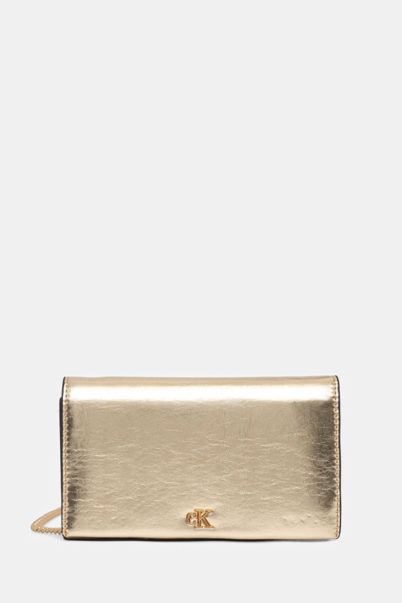 Calvin Klein portfel imitacja skóry licowej złoty LV04F3320G