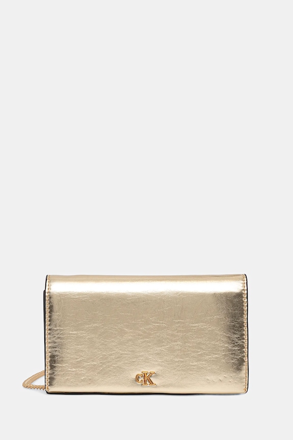 Calvin Klein portfel imitacja skóry licowej złoty LV04F3320G