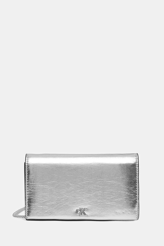 Denarnica Calvin Klein Imitacija zrnatega usnja srebrna LV04F3320G