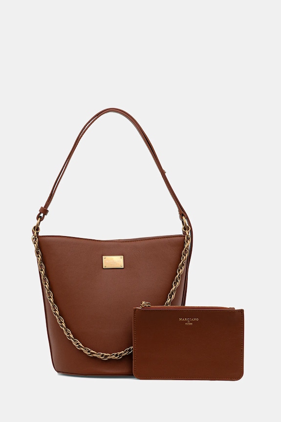 Marciano by Guess geantă de piele uni maro 6RGZ15.7414A