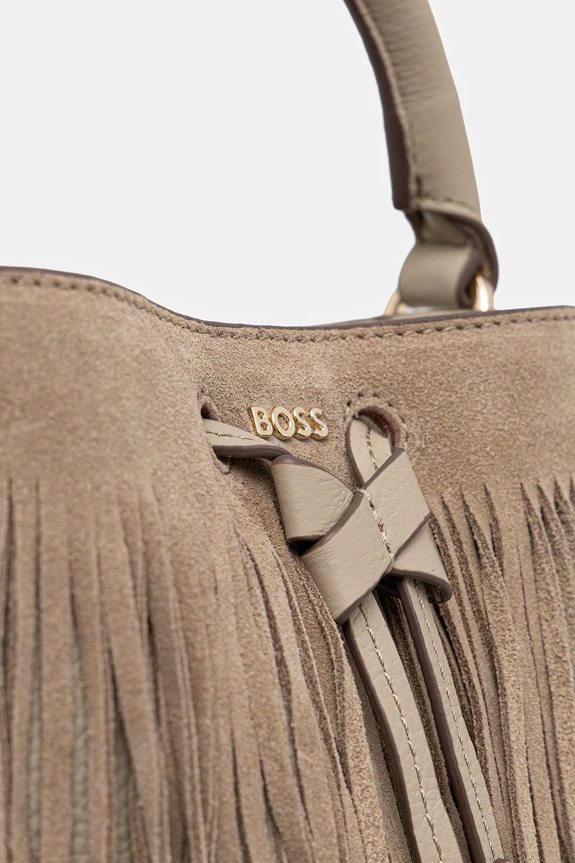 BOSS poșetă de piele Lenah S Bucket FR bej 50557994