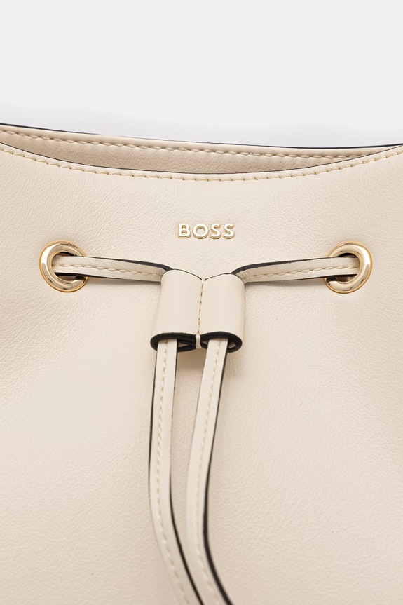 BOSS torebka worek damska z imitacji skóry Sandy Bucket beżowy 50558134
