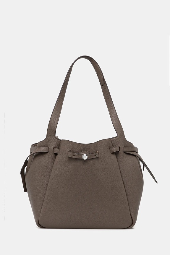 Kožená kabelka Tory Burch Romy Pebbled Tote usňová koža hnedá 163388.251