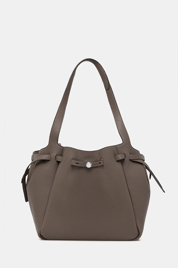 Kožená kabelka Tory Burch Romy Pebbled Tote usňová koža hnedá 163388.251