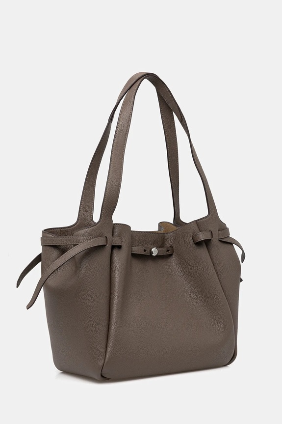 Kožená kabelka Tory Burch Romy Pebbled Tote 163388.251 hnedá SS26