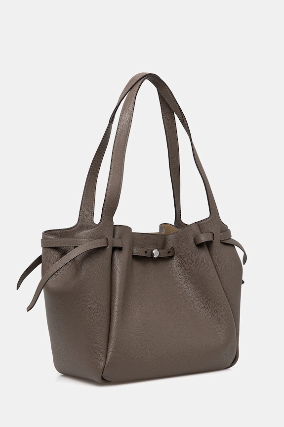 Kožená kabelka Tory Burch Romy Pebbled Tote 163388.251 hnedá SS26