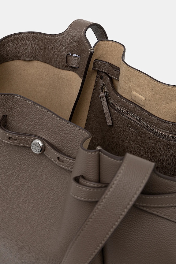 Kožená kabelka Tory Burch Romy Pebbled Tote hnedá 163388.251