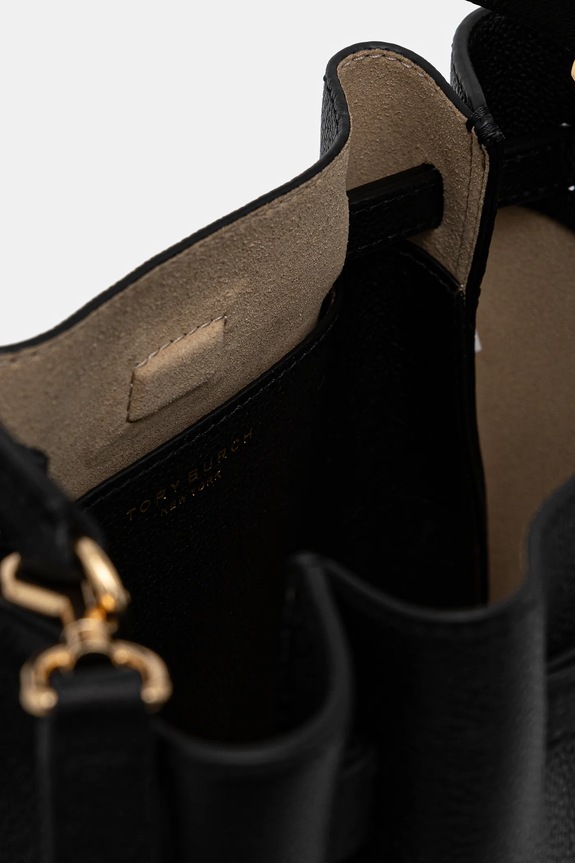 Δερμάτινη τσάντα Tory Burch Romy 166982.001 μαύρο