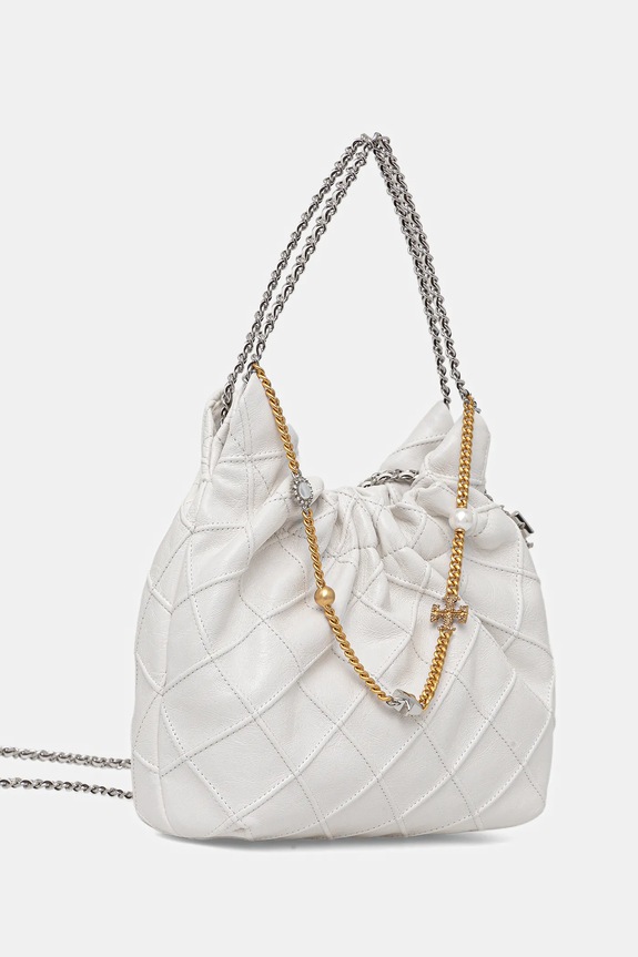 Tory Burch borsa a mano in pelle Fleming 164022.100 bianco SS26