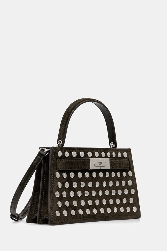 Tory Burch geantă de mână din piele întoarsă Lee Radziwill 175017.301 verde SS26