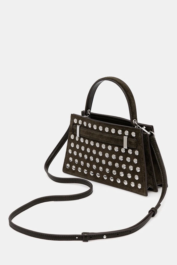 Accesorii Tory Burch geantă de mână din piele întoarsă Lee Radziwill 175017.301 verde