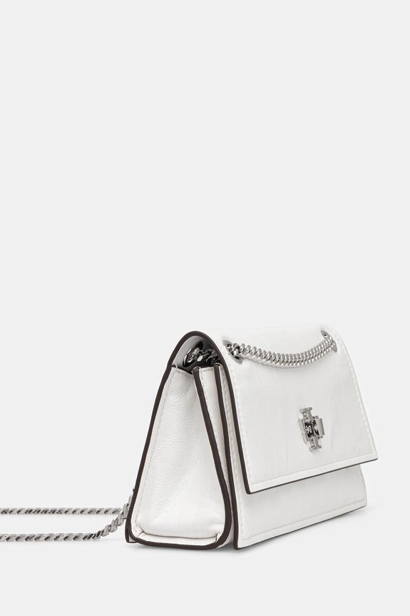 Δερμάτινη τσάντα Tory Burch Kira Turnlock 176642.100 λευκό SS26