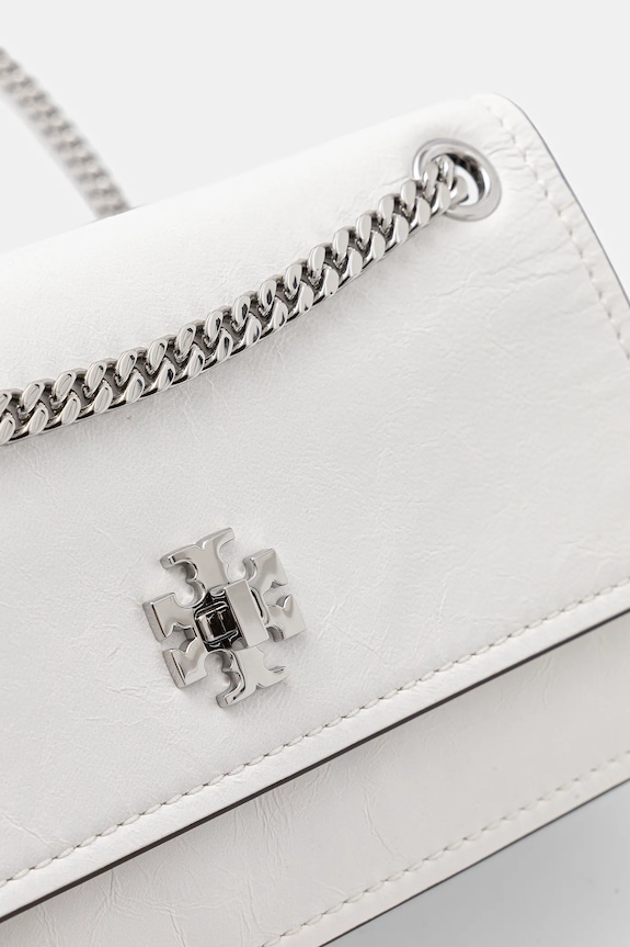 Δερμάτινη τσάντα Tory Burch Kira Turnlock λευκό 176642.100