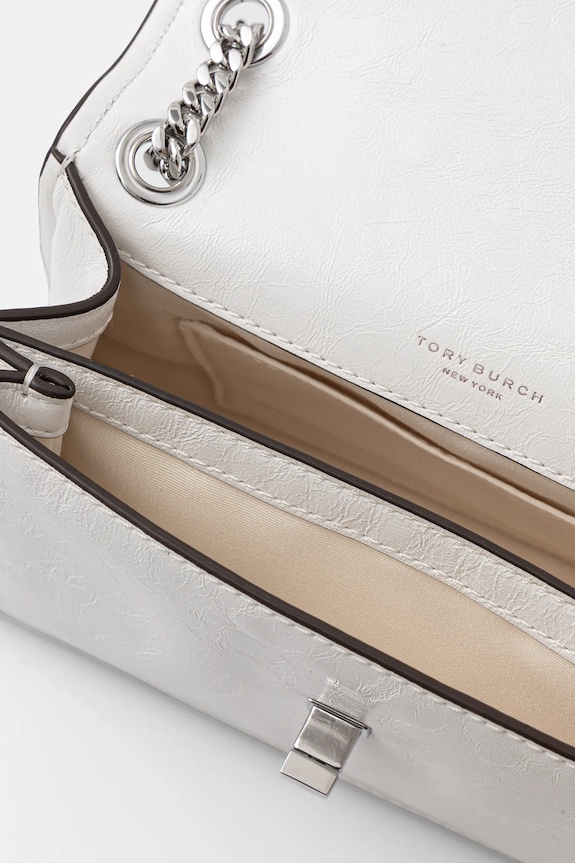 Δερμάτινη τσάντα Tory Burch Kira Turnlock 176642.100 λευκό