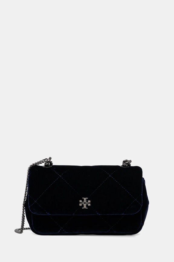 Torba Tory Burch Kira Diamond premalo za format A4 mornarsko plava 176199.430