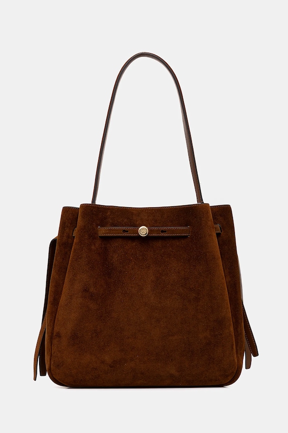 Torba od brušene kože Tory Burch Romy Suede bez uzorka smeđa 179987.200
