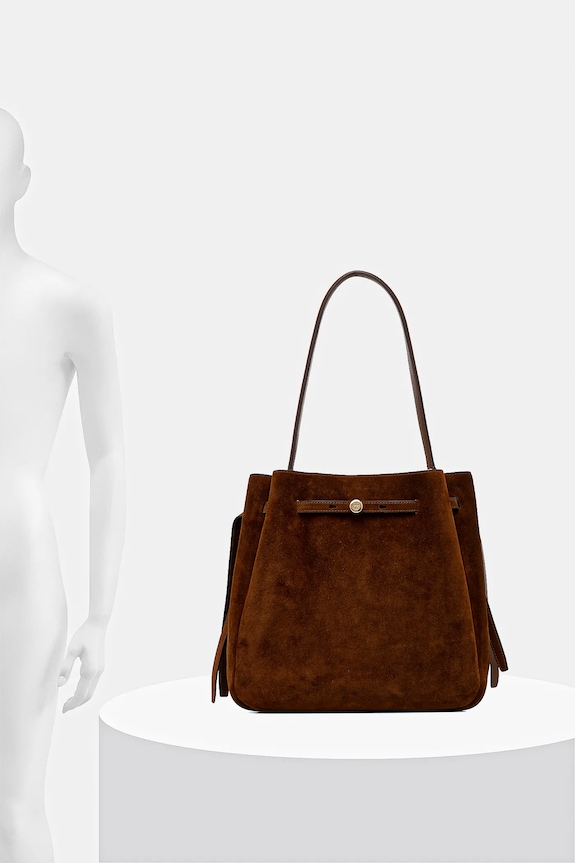 Torba od brušene kože Tory Burch Romy Suede 179987.200 smeđa