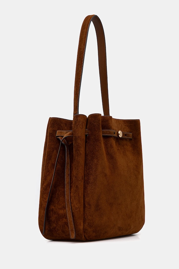 Torba od brušene kože Tory Burch Romy Suede 179987.200 smeđa SS26