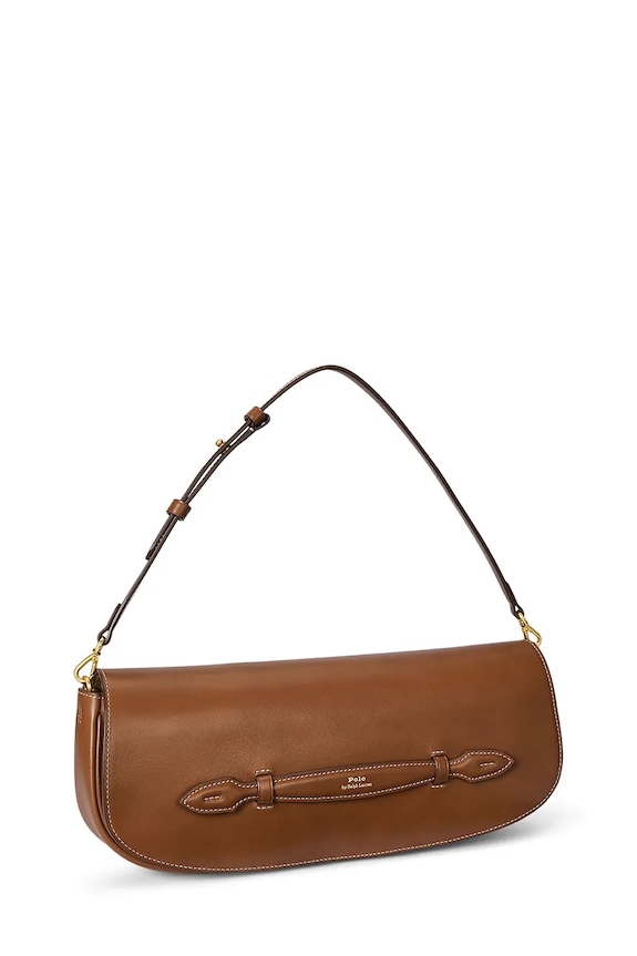 Kožená kabelka Polo Ralph Lauren 428971315 hnědá SS26