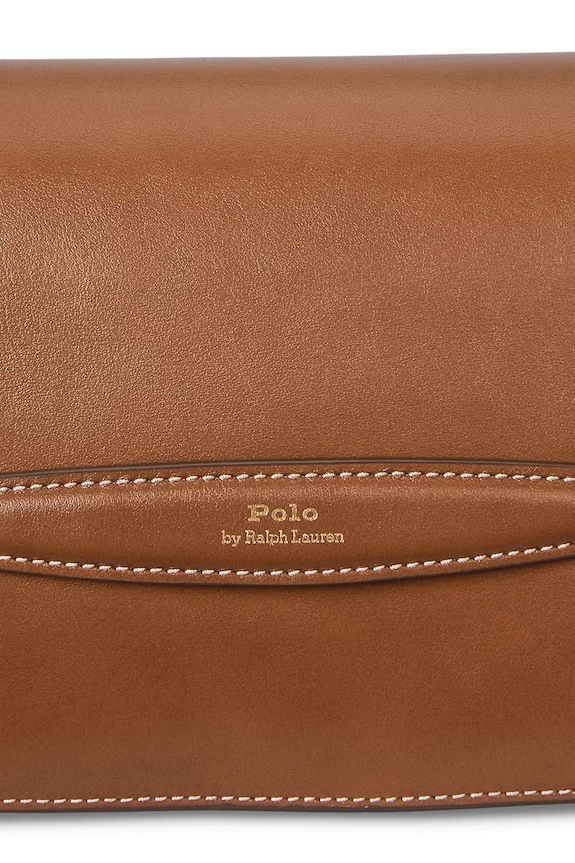 Kožená kabelka Polo Ralph Lauren 428971315 hnědá