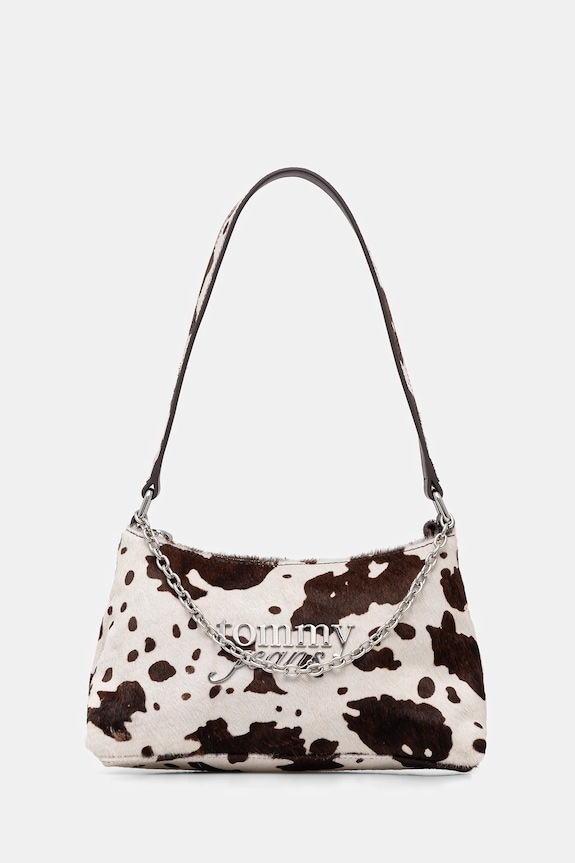 Δερμάτινη τσάντα Tommy Jeans λείο δέρμα καφέ AW0AW18062