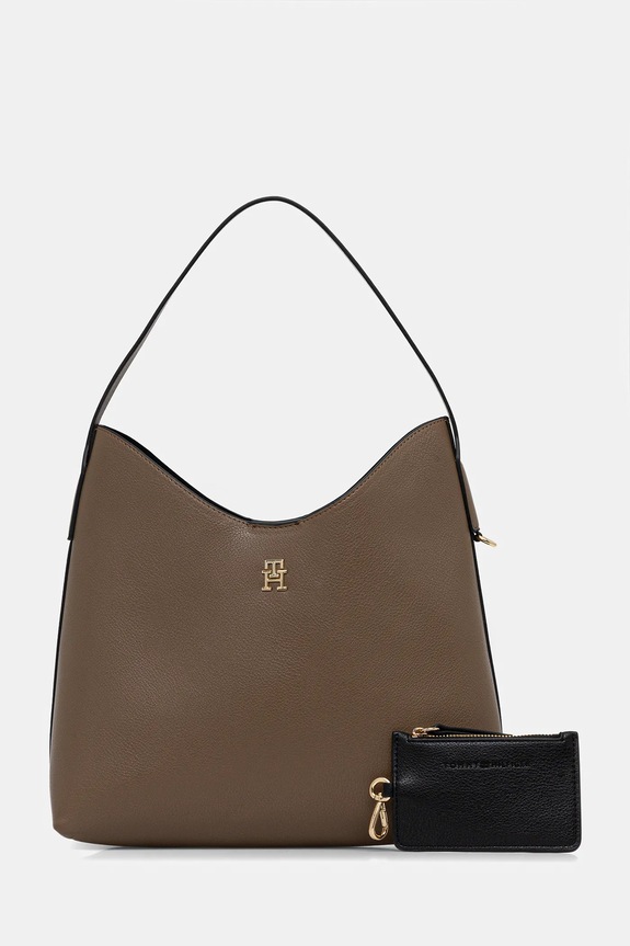 Kabelka Tommy Hilfiger hladký béžová AW0AW18140