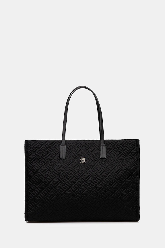 Torba Tommy Hilfiger zrnata koža crna AW0AW18163