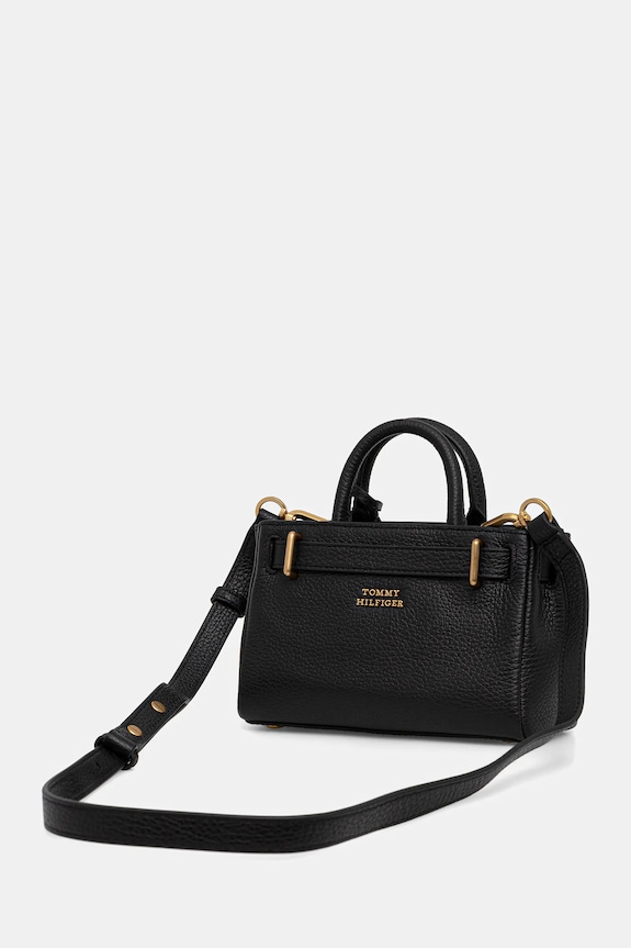 Δερμάτινη τσάντα Tommy Hilfiger AW0AW18167 μαύρο SS26
