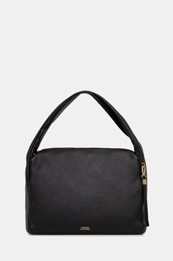 Kožna torba Tommy Hilfiger bez uzorka crna AW0AW18285
