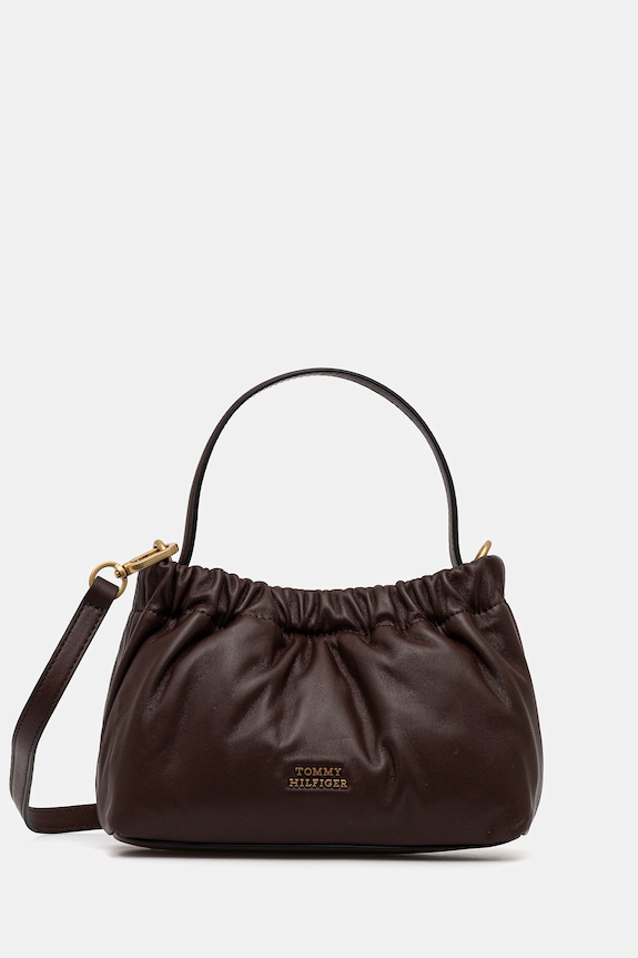 Kožna torba Tommy Hilfiger bez uzorka smeđa AW0AW18306