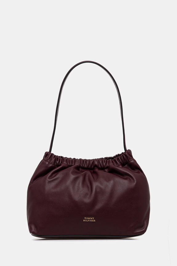 Kožna torba Tommy Hilfiger bez uzorka bordo AW0AW18307