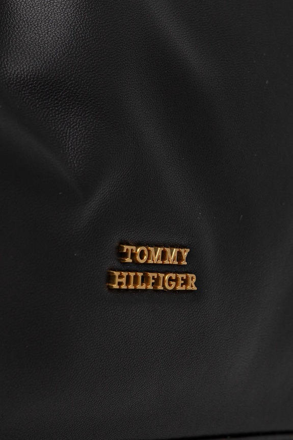 Usnjena torbica Tommy Hilfiger AW0AW18307 črna