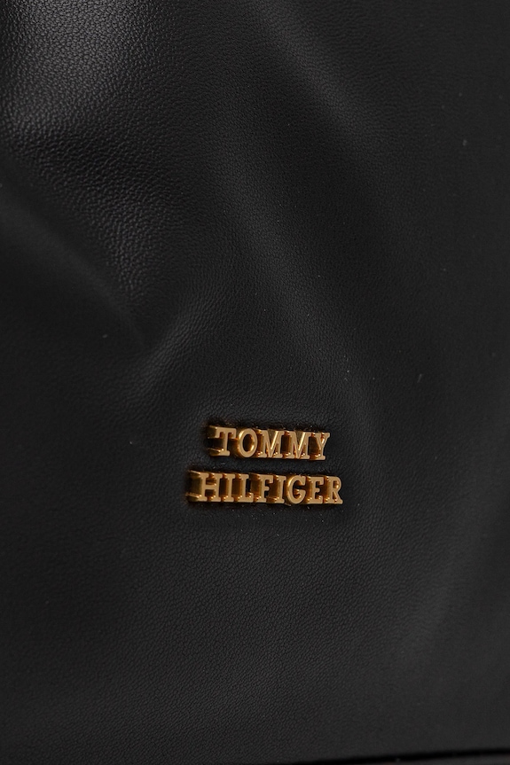 Usnjena torbica Tommy Hilfiger AW0AW18307 črna