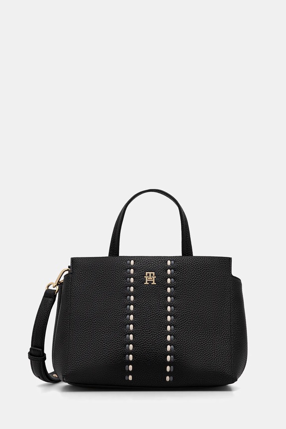 Kabelka Tommy Hilfiger imitácia kože čierna AW0AW18154