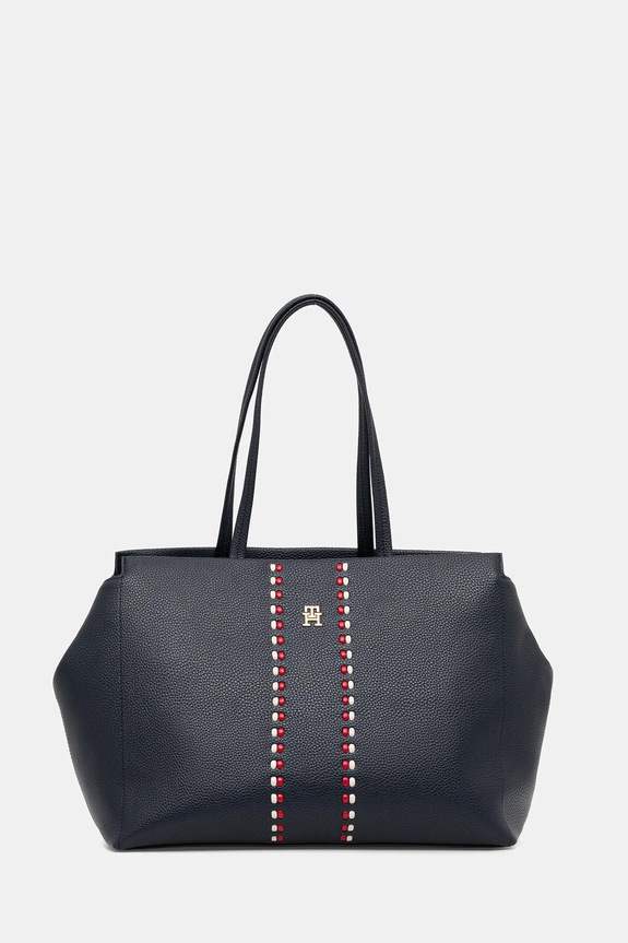 Kabelka Tommy Hilfiger imitácia kože tmavomodrá AW0AW18157