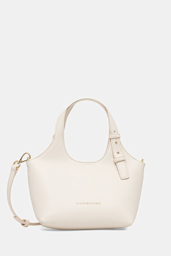 Τσάντα Tommy Hilfiger απομίμηση λείου δέρματος μπεζ AW0AW18281