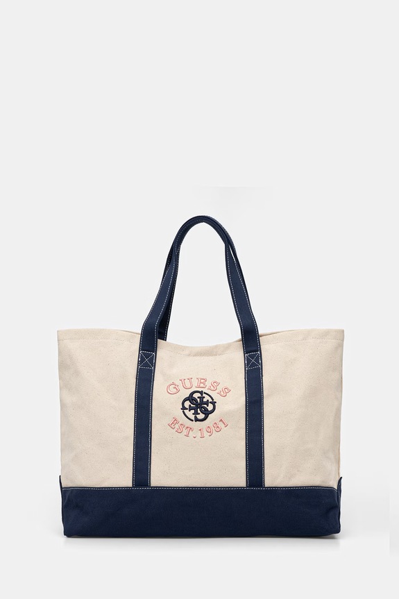 Βαμβακερή τσάντα Guess υφασμάτινο μπεζ V6RZ04.WL000