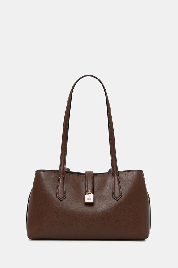 Δερμάτινη τσάντα Karl Lagerfeld K/AUTOGRAPH λείο δέρμα καφέ B1W30095