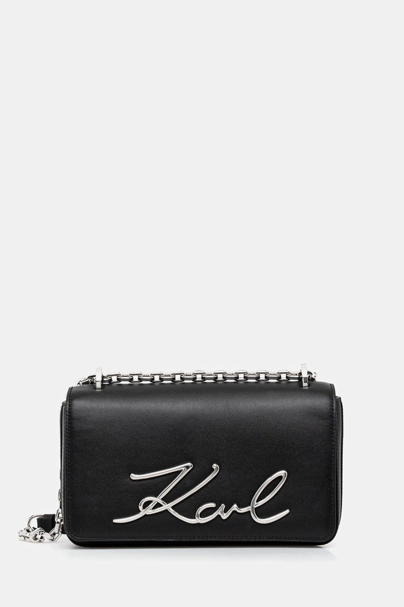 Δερμάτινη τσάντα Karl Lagerfeld K/SIGNATURE λείο δέρμα μαύρο B1W30046