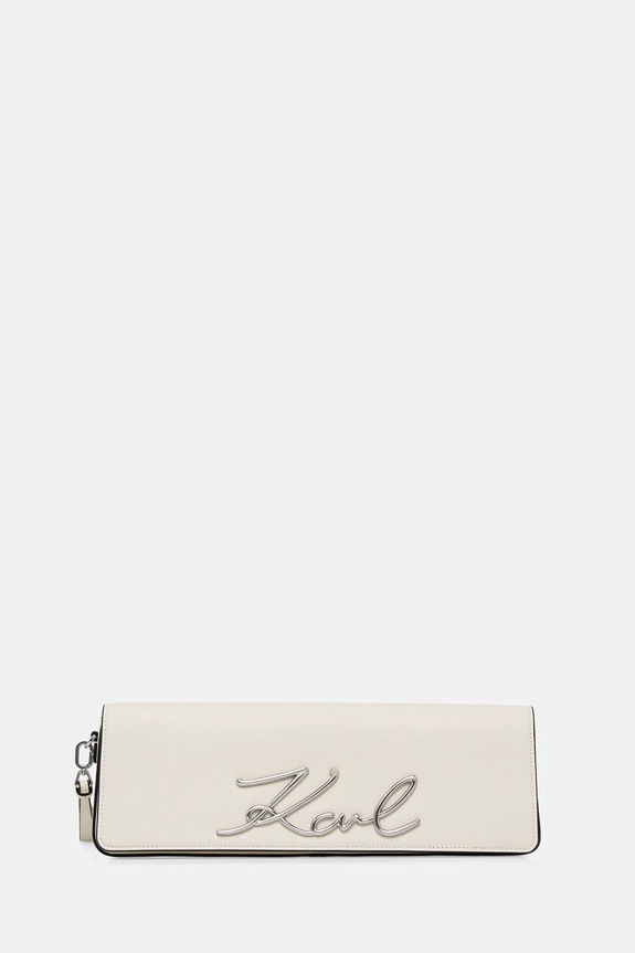 Karl Lagerfeld bőr borítéktáska K/SIGNATURE nappa bőr fehér B1W30048