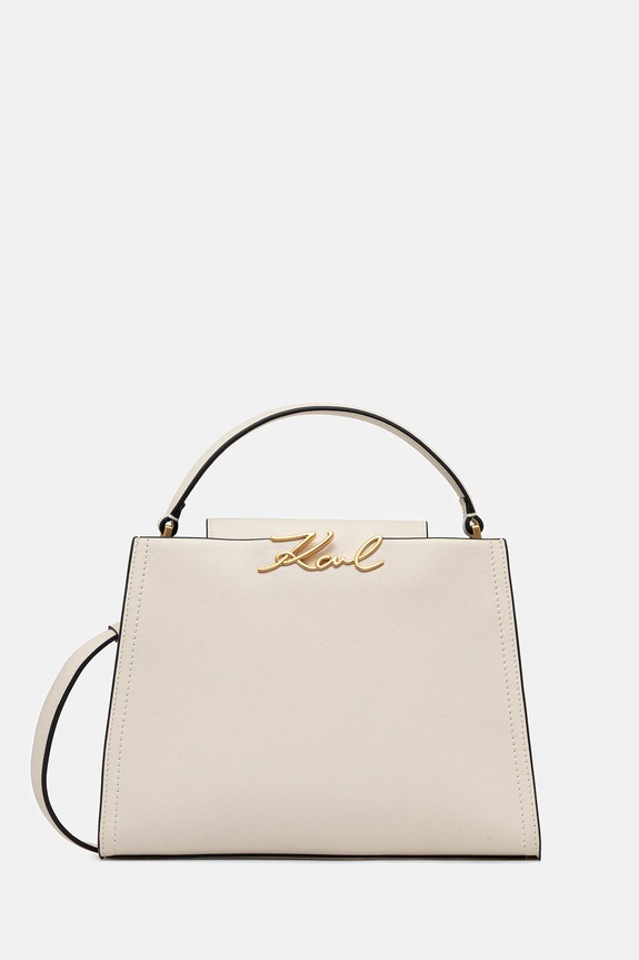 Karl Lagerfeld torebka skórzana K/SIGNATURE skóra licowa beżowy B1W30058