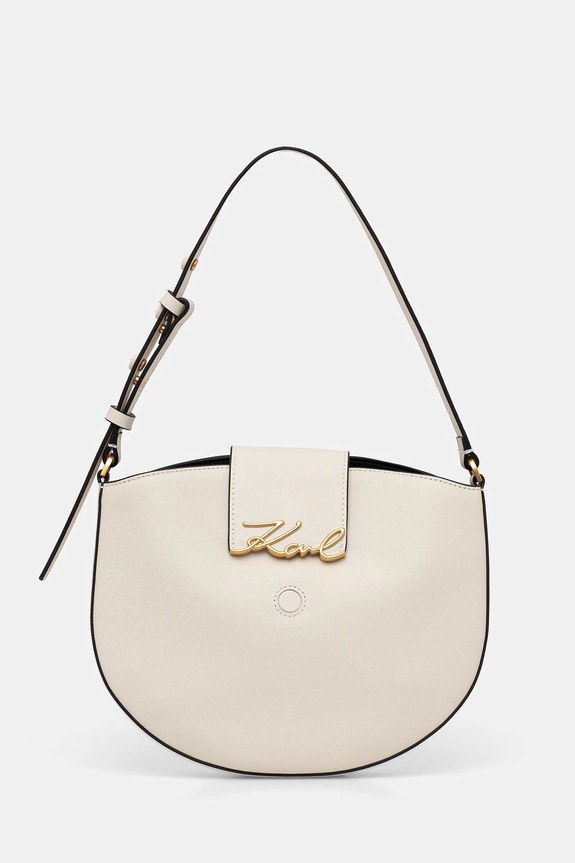 Δερμάτινη τσάντα Karl Lagerfeld K/SIGNATURE λείο δέρμα λευκό B1W30059