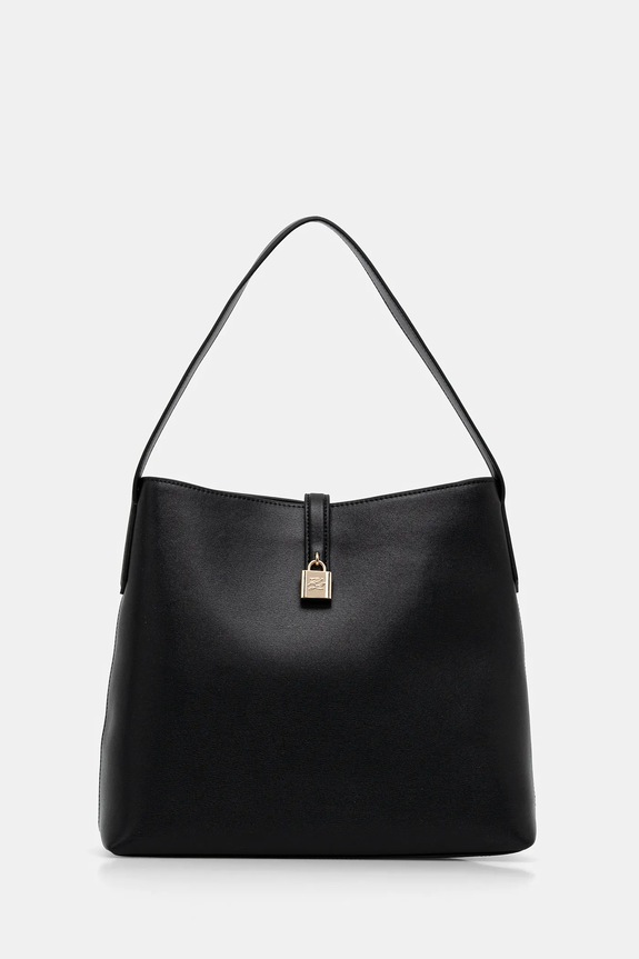 Δερμάτινη τσάντα Karl Lagerfeld K/AUTOGRAPH λείο δέρμα μαύρο B1W30096