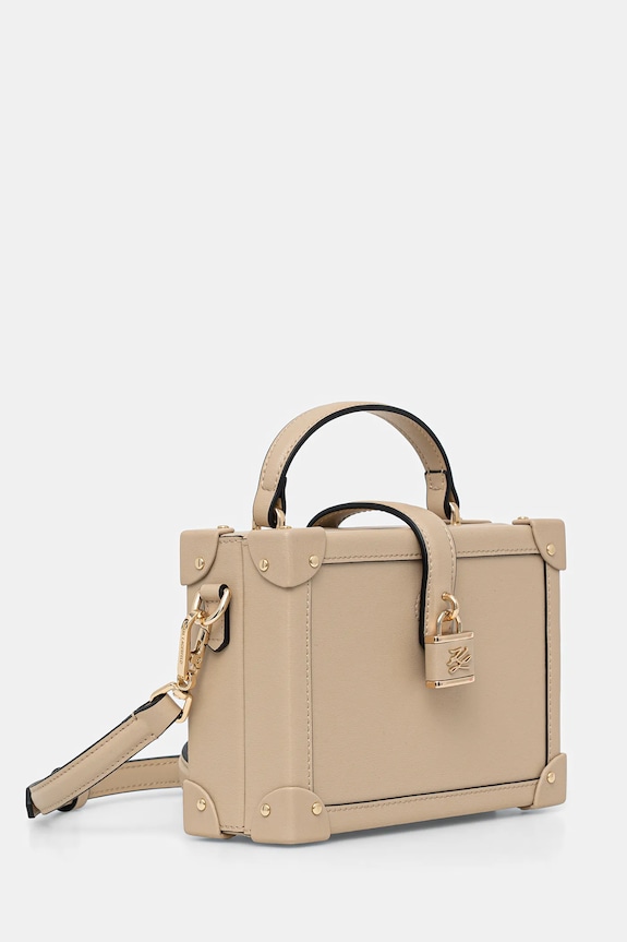 Karl Lagerfeld torebka skórzana K/AUTOGRAPH B1W30100 beżowy SS26