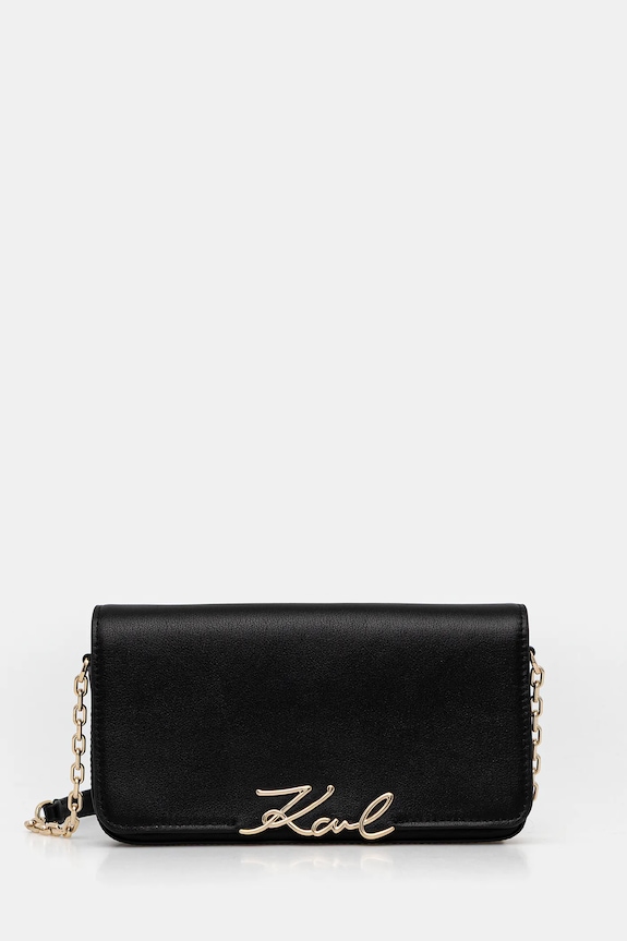 Kožna torba Karl Lagerfeld K/SIGNATURE bez uzorka crna B1W32037