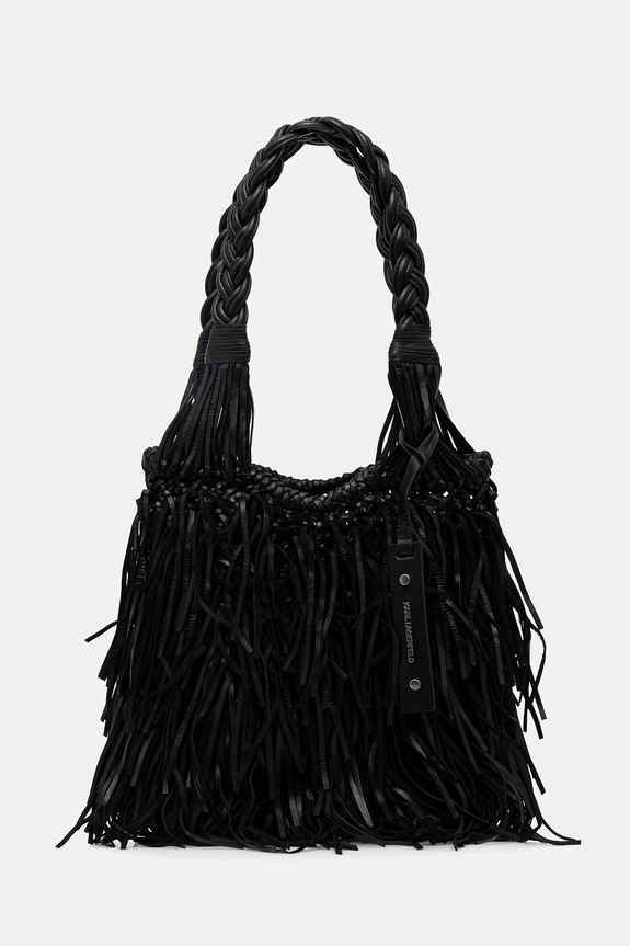Kožna torba Karl Lagerfeld K/WEAVE bez uzorka crna B1W30275
