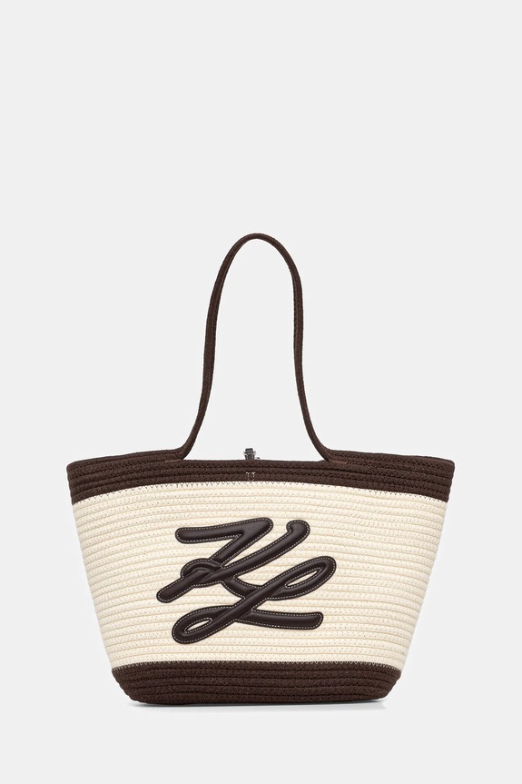 Karl Lagerfeld pamut táska K/AUTOGRAPH textil bézs B1W46080