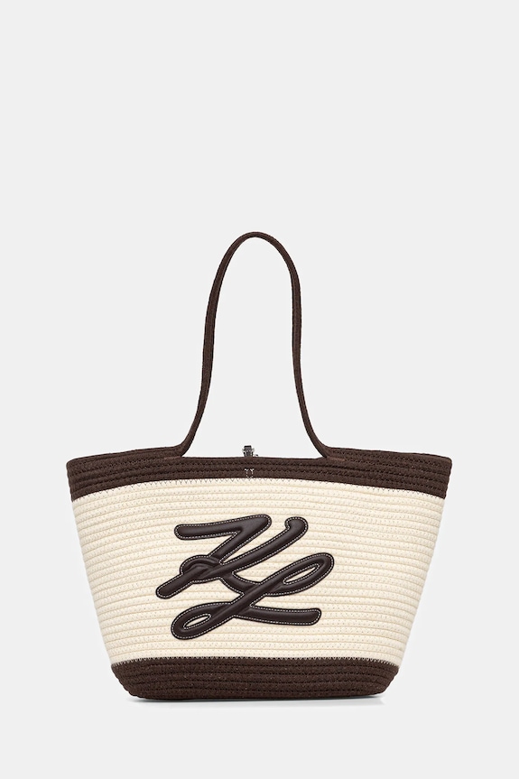 Karl Lagerfeld pamut táska K/AUTOGRAPH textil bézs B1W46080