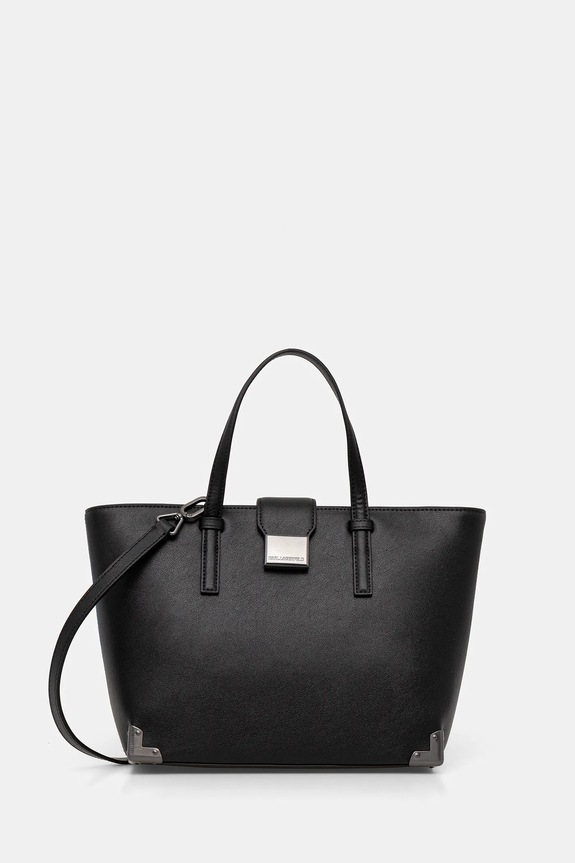 Torba Karl Lagerfeld K/TRUNK imitacija zrnate kože crna B1W30256