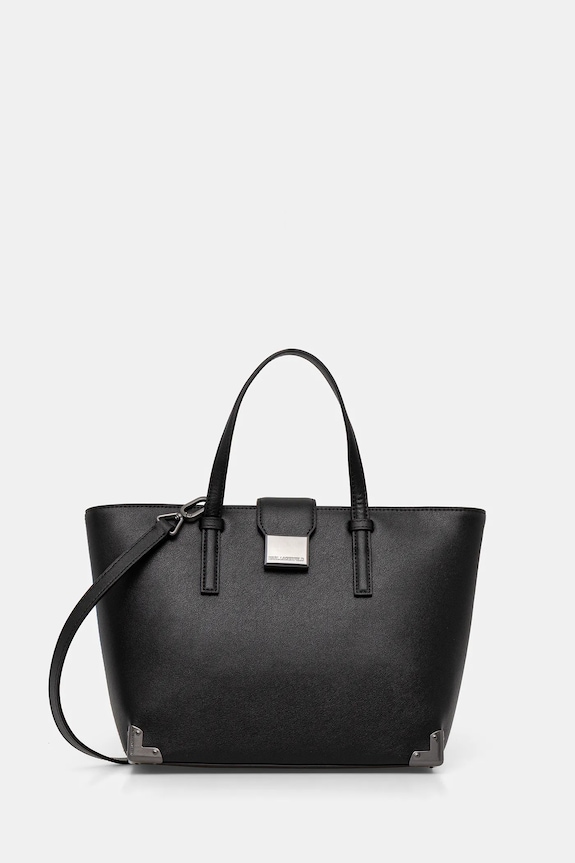Torba Karl Lagerfeld K/TRUNK imitacija zrnate kože crna B1W30256